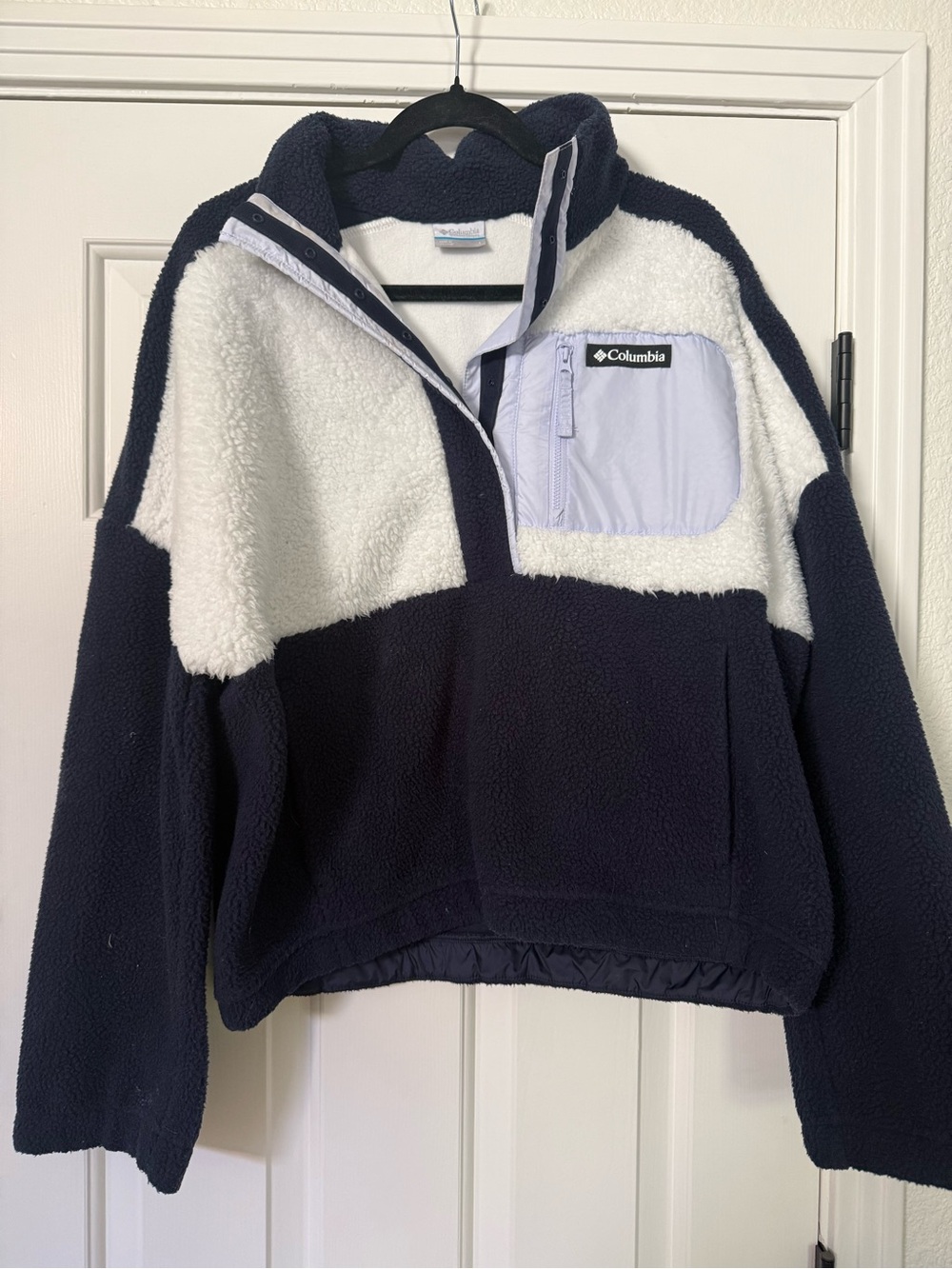 Columbia Colorblock Sherpa Pullover Jacket - Navy & White